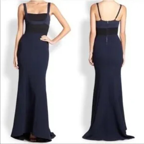 BCBG | BCBCMAXAZRIA Arabella Navy and Black Dress | Floor Length Gown - Picture 3 of 7